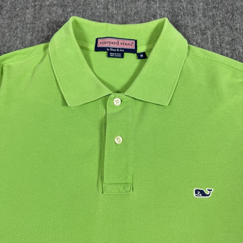 Vineyard Vines Men's Short Sleeve Polo Shirt Lime Green Pique Cotton Size M